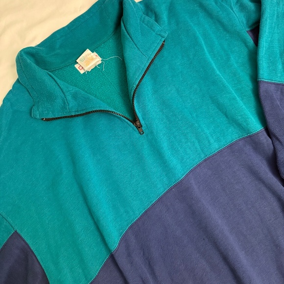 VINTAGE colour-block 1/4 zip sweatshirt - Picture 2 of 8